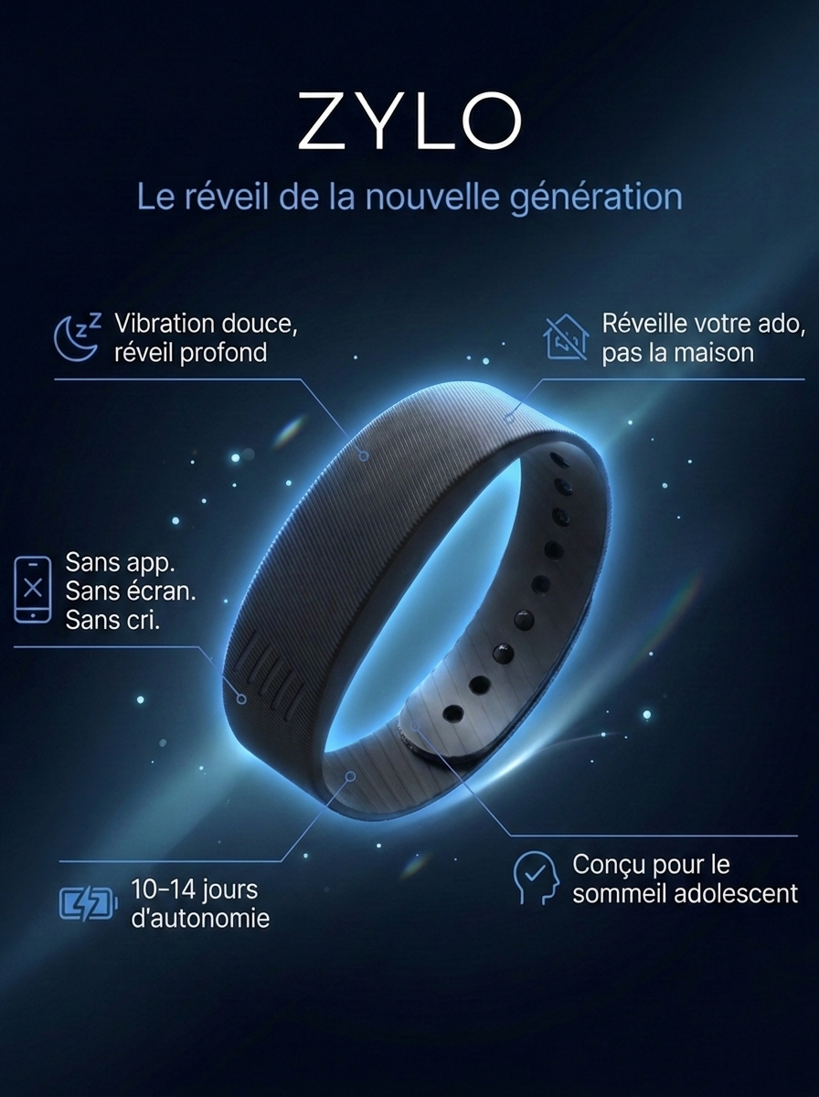 ZYLO — Bracelet Réveil à Vibration pour Ados